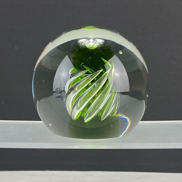 Vintage Blenko Corkscrew Green Glass Paperweight - Picture 2 of 8